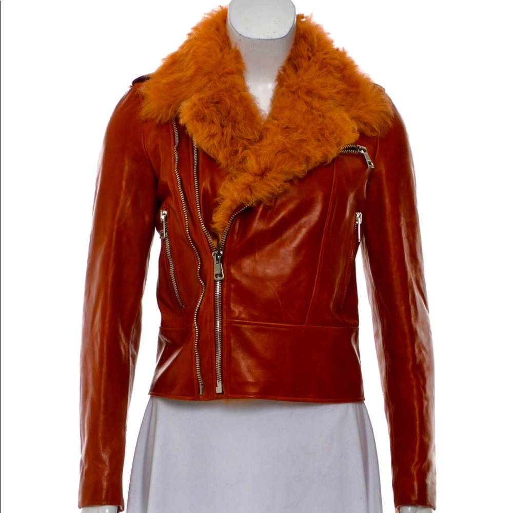 ❤️SOLD❤️Gucci shearling-trimmed leather jacket.